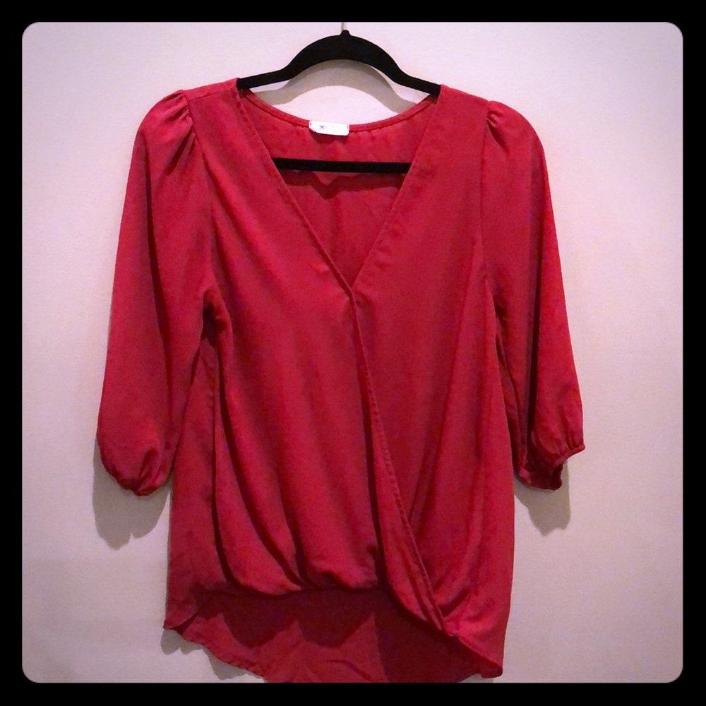 Pink Everly Faux Wrap Top